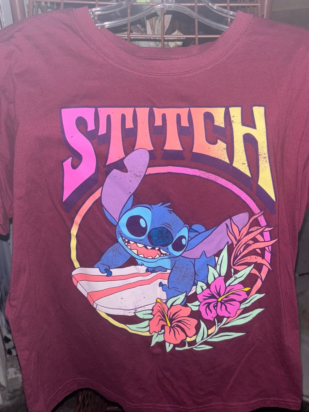 Stitch Graphic Tee for Kids - Maroon